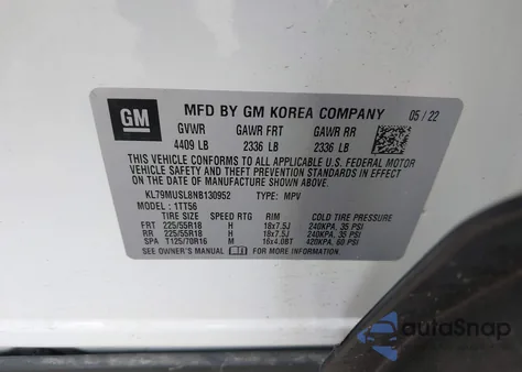 2022 Chevrolet Trailblazer Awd Rs from USA, damaged, VIN KL79MUSL8NB130952